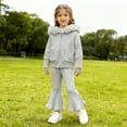 thumbnail image 6 of Afdoent Girls 2 Piece Outfits Girls Winter Outfit Cozy Hooded Cardigan With Relaxed Fit Two Pocket Knit Sweater Casual Loungewear 130, 6 of 8