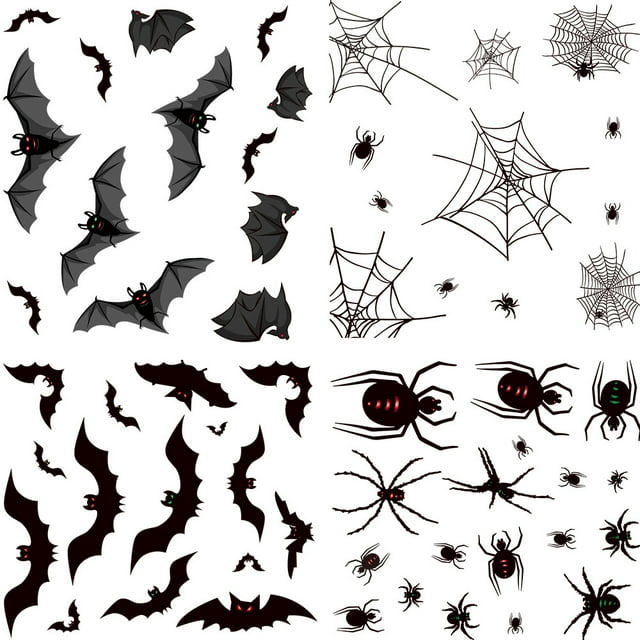 Pegatinas de pared de murciélago y araña de Halloween, calcomanías de pared extraíbles para despegar y pegar, decoraciones de Halloween para bricolaje, suministros para fiestas