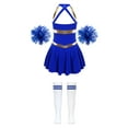 thumbnail image 3 of iiniim Kids Girls Cheer Leader Dance Cheerleading Uniform Dress with Pom Pom Socks Party Royal Blue B 12, 3 of 7