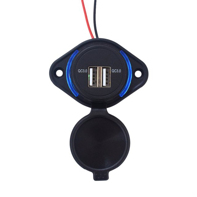 Cargador Dual USB Car QC3.0 Socket para ATV Caravan (Dual QC3.0) Azul