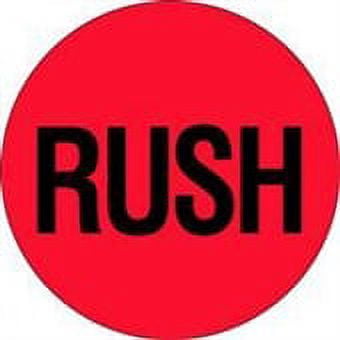 2" Fluorescent Red/Black Circle "RUSH" Stickers [Pack of 500]