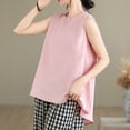 thumbnail image 3 of Bixock Tank Tops for Womens Sleeveless Blouse Solid Color Crew Neck Loose Pullover Irregular Back Split Casual Shirt Daily Top Beach Vacation Summer Clothes, 3 of 6