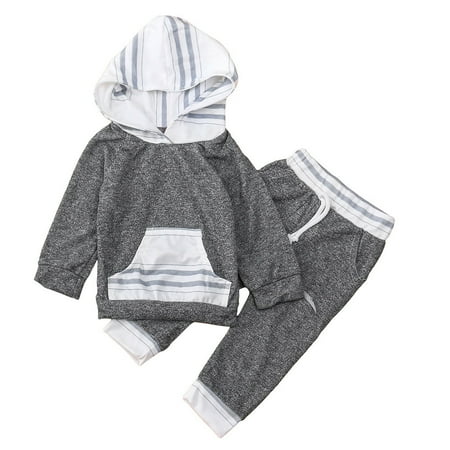

Newborn Infant Baby Boys Girls Stripe Print Tops Shirt+ Pants Outfits Sets