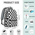 thumbnail image 6 of Black and White Checkered Backpack for School,Cute School Bag,Schoolbag with Adjustable Shoulder Straps & Padded Back,15.3"x11"x7.1".﻿, 6 of 6