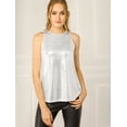 thumbnail image 3 of INSPIRE CHIC Camiseta Sin Mangas Con Chaleco Brillante Metálico Brillante Sin Mangas Para Fiesta Y Club Para Mujer Plateado claro XL, 3 of 6