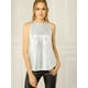 thumbnail image 3 of INSPIRE CHIC Camiseta Sin Mangas Con Chaleco Brillante Metálico Brillante Sin Mangas Para Fiesta Y Club Para Mujer Plateado claro S, 3 of 6