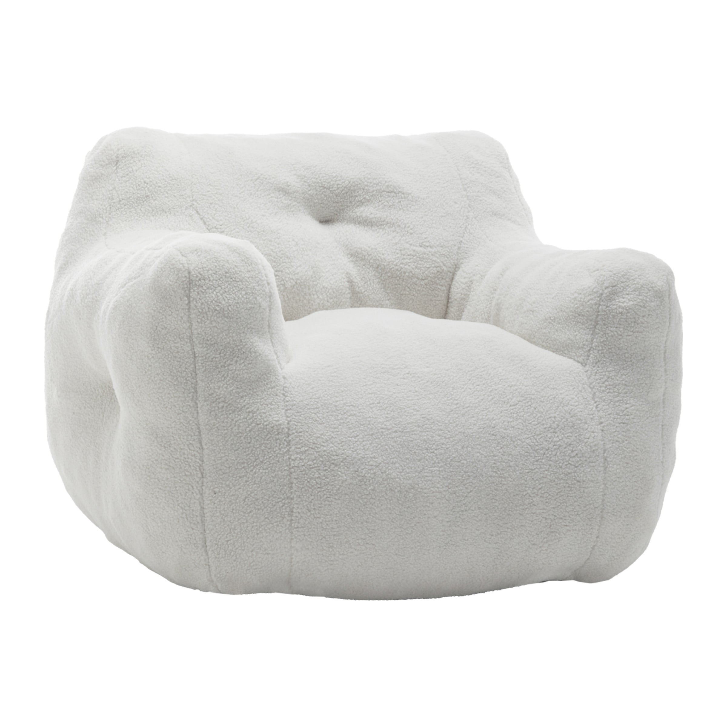 Bean Bag Chair for Adults, Memory Foam Bean Bag Sofa with Armrests, Lazy Floor Chair for Living Room Bedroom Reading, White