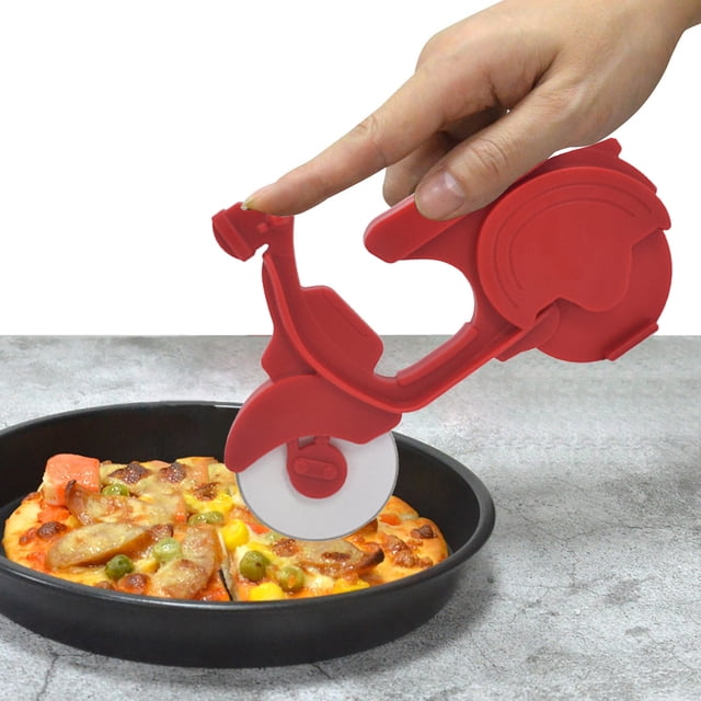 TIMIFIS Small Dish Stainless Steel Motorcycle Pizza Cutter Vehicles Pizza Cutter Ingenious Rolling Knife Pizza Wheel Cutter Pizza Cutter Baking Tool Kitchen Gadgets