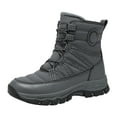 thumbnail image 3 of Rokment Hiking Skiing Boots for Women in Cold Weather Waterproof Non Slip Thermal Mid Calf Ski Trekking Climbing Winter Snow Boots with Fleece Lined Grey Size 9.5, 3 of 4