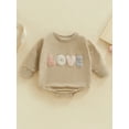 thumbnail image 3 of Musuos nfant Baby Fall Romper, 3 6 9 12M Fuzzy Letter Embroidery Long Sleeve Round Neck Bodysuit, 3 of 10