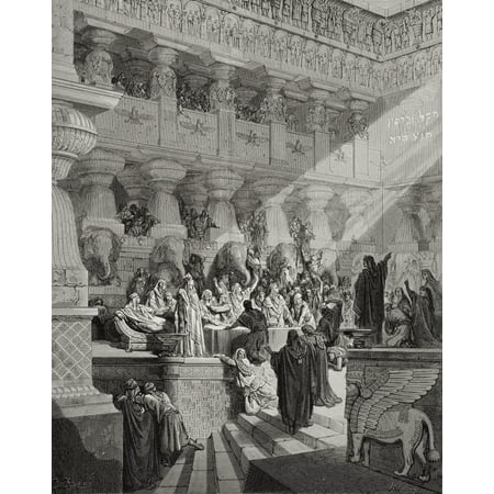 Engraving Illustrating Daniel V 25 To 28 Of Daniel Interpreting The Writing On The Wall From The Dore Bible By Gustave Dore 1832-1883 French Artist And Illustrator Canvas Art - Ken Welsh Design Pics