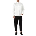 thumbnail image 2 of MODA NOVA Big & Tall Men's Satin Long Sleeve Button Down Slim Fit Dress Shirt White L, 2 of 6