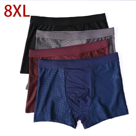

8XL Plus Banboo Fiber Men Underwear Male boxer Solid Panties Shorts Men s Underpants Breathable Intimate Man boxers 4pcs