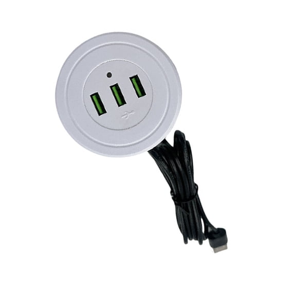 Double USB Desk Recessed Power Socket 3 Port USB Socket 1.7 Meter Cord Charging Adapter For Electronic Devices