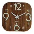 thumbnail image 1 of Reloj de pared moderno de 30 cm, de madera, silencioso, decorativo, con luz nocturna y pilas. Números grandes marrones, 1 of 9