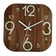 thumbnail image 1 of Reloj de pared moderno de 30 cm, de madera, silencioso, decorativo, con luz nocturna y pilas. Números grandes marrones, 1 of 9