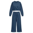 thumbnail image 7 of Sweatsuits Women 2 Piece Outfit 2026 Solid Drawstring Wide Leg Sweatpants Crew Neck Long Sleeve Cropped Tracksuit, 7 of 7