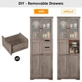 thumbnail image 3 of Homfa Kitchen Pantry Storage Cabinet, 67" Pantry Cabinet with Doors and Removable Drawers, Freestanding Cupboard for Dining Room, Wash Gray, 3 of 5