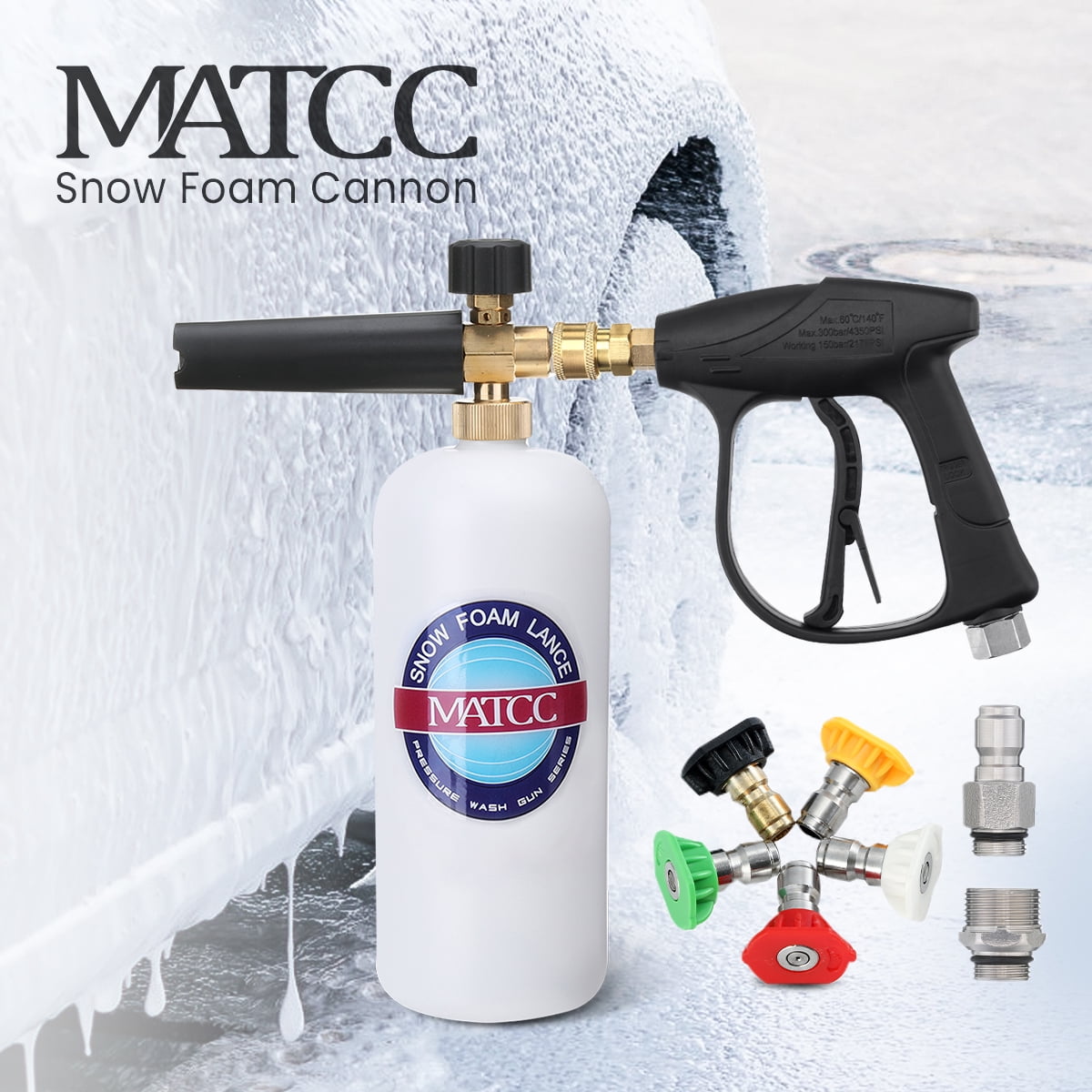 Car Wash Pressure Washer Amtake Snow Foam Cannon Snow Foam Lance with 1/4 Quick Connector High Pressure Washer 