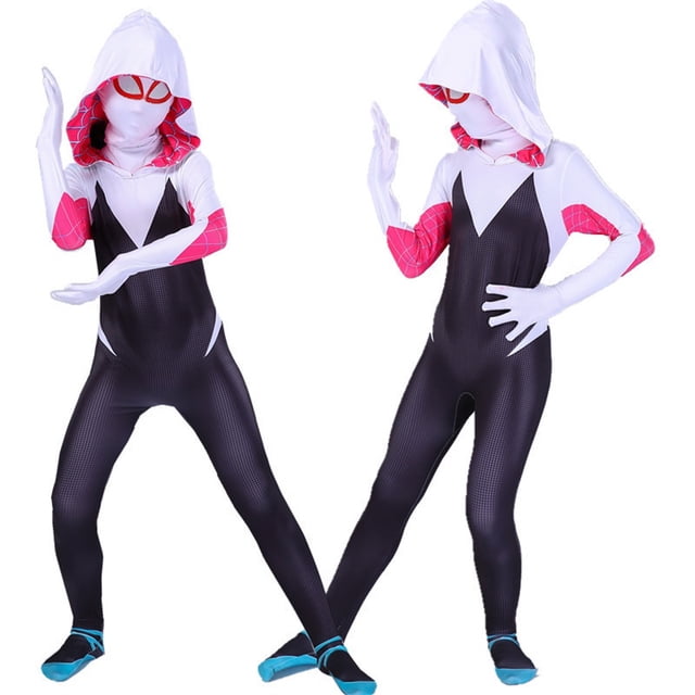 Superhéroe Mujeres Negro Lujo Onesie Gwen Mujer Spiderman Disfraz De Halloween Cosplay