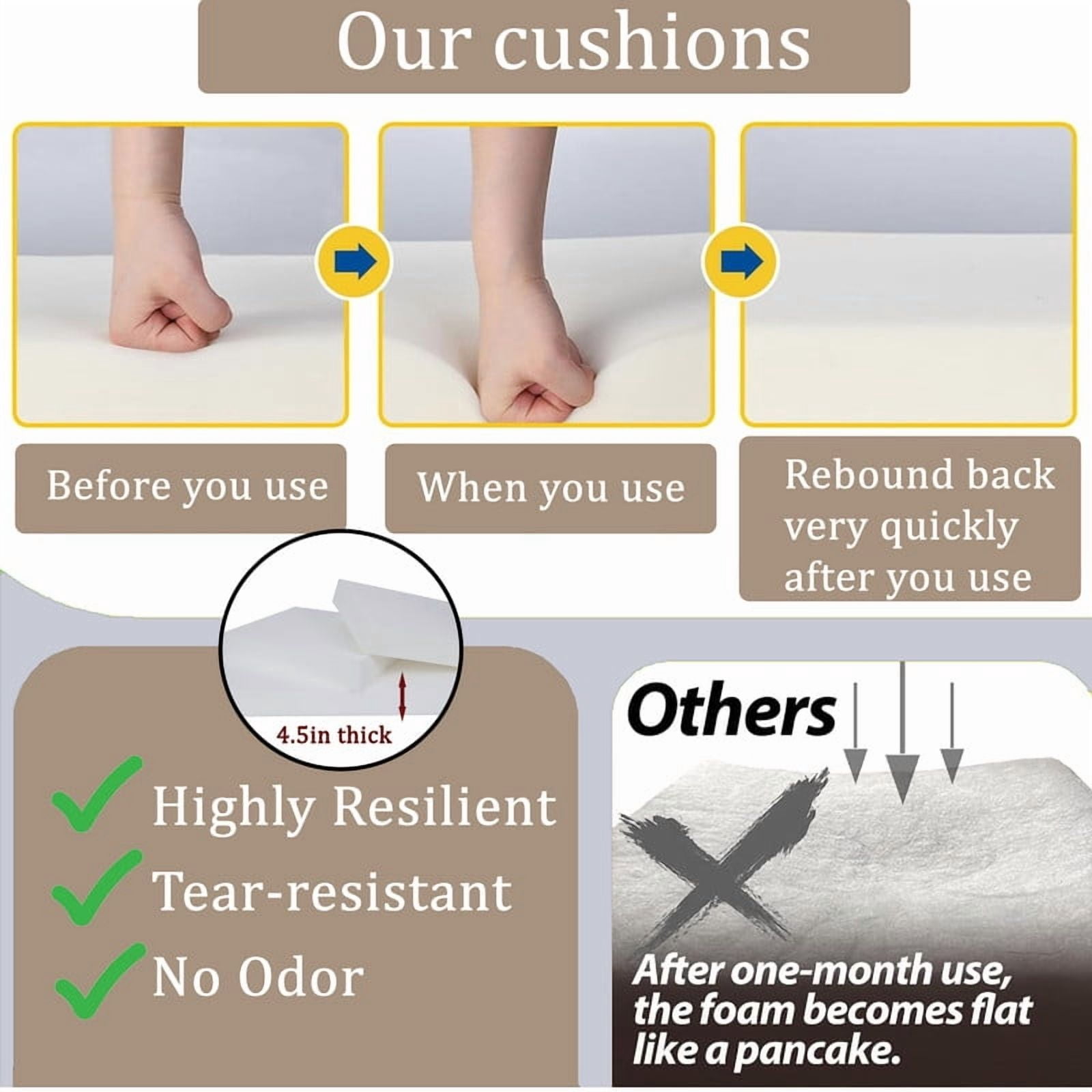 Outdoor Loveseat Cushion Set, Waterproof & Fade-Resistant Replacement Patio Cushions, 48 x 24 inch Outdoor Sofa Cushions for patio furniture, Deep Seat Cushions with Ties（Beige）