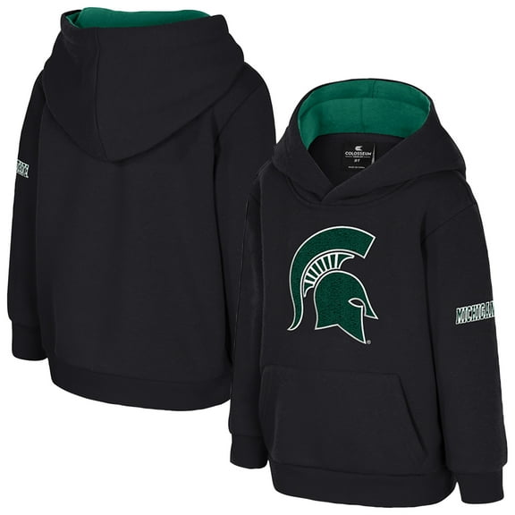 Toddler Colosseum Black Michigan State Spartans Big Logo Volume Fleece Pullover Hoodie