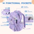 thumbnail image 3 of Dakimoe Mesh Backpack School Backpacks Large Capacity See Through Bookbag Stadium Approved with Multiple Compartments Pockets for School(Purple), 3 of 8
