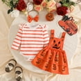 thumbnail image 4 of Ruiwill Newborn Girls Halloween Outfit Fall Winter Soft Romper Dress Headbands 3 Pieces Set Pumpkin Print Long Sleeve Crew Neck Girls Outfit Size 9-12 Months, 4 of 9