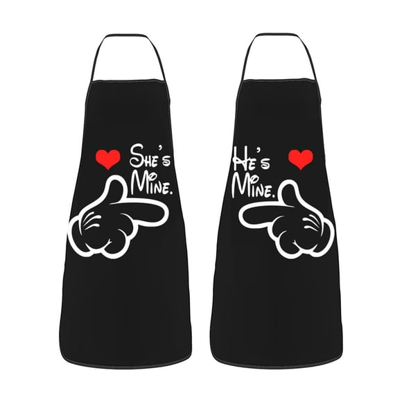 Matsuzay 2 unids/set lista de embalaje conjunto de delantal de cocina para parejas Idea de regalo para parejas fácil de limpiar y regalos Cocina y Comedor Negro I