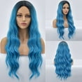 thumbnail image 3 of Wig with Bangs, Wigs for Women, European And Gradient Blue Long Curly Hair High Temperature Silk Wig, 3 of 9