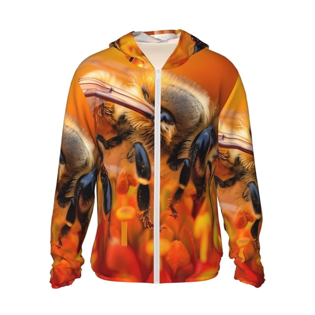 Balery Honeybee On Vibrant Flower Sudadera ligera de manga larga con capucha y protección solar UPF 50+ para hombre y mujer, ideal para pesca y running-XX-Large