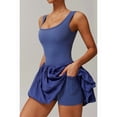 thumbnail image 5 of Womens Bubble Tennis Dress Squre Neck Sleeveless Workout Golf Athletic Dresses Build in Shorts with Pockets  L, 5 of 7