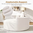 thumbnail image 6 of Muumblus 55" Indoor Round Chaise Lounge with Cup Holders, Oversized Boneless Accent Barrel Chair, Beige Corduroy, 6 of 10