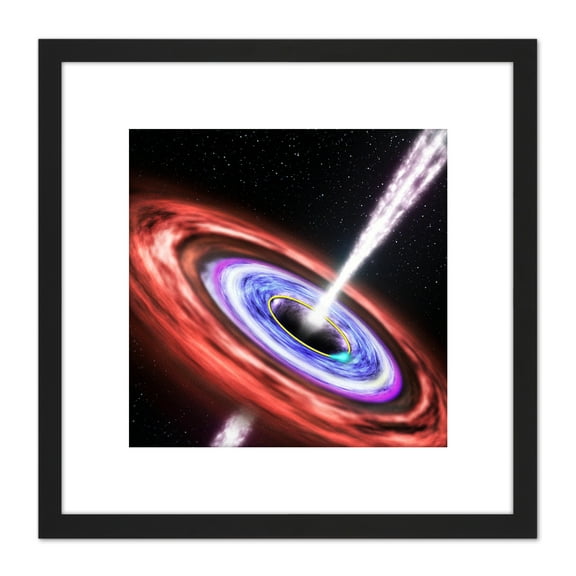 Space NASA Black Hole Sw J1644 57 Illustration 8X8 Inch Square Wooden Framed Wall Art Print Picture with Mount