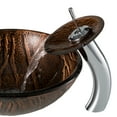 thumbnail image 2 of KRAUS Nature Series Brown Glass Bathroom Vessel Sink and Waterfall Faucet Combo Set with Matching Disk and Pop-Up Drain, Chrome Finish, 2 of 7
