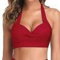 Naughtyhood Spring Break Women Bikini Top Push Up Swim Top Sling Retro Bathing Suit Top Padded Swimsuit Top For Women Ladies teen girls Womens Swim Top,Red