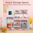 thumbnail image 3 of AILEEKISS Kids Play Kitchen Set, Wood Kitchen Playset for Toddler with Accessories, Gold Pink, 3 of 9