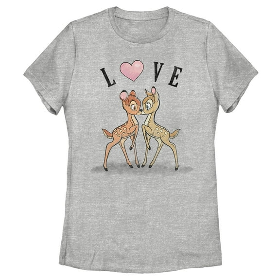 Women's Bambi Valentine's Day Bambi and Faline Love Graphic Tee Athletic Heather Large