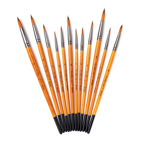 Ensemble de 12 Pinceaux à Dessiner Kit de Pinceaux pour Artiste avec Poils en Nylon pour Peinture Acrylique Aquarelle Gouache pour Dessin Artistique Fournitures pour Peintre