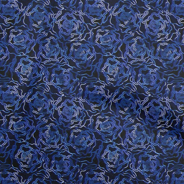 oneOone Tissu Flex Coton Bleu Abstrait Matériel de Robe Tissu Imprimé Tissu au Mètre 40 Pouces de Large