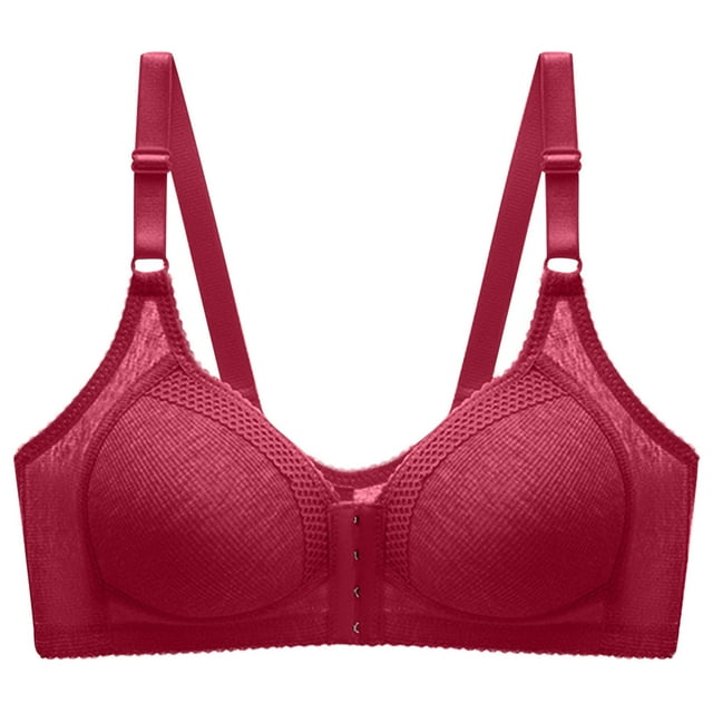 Timegard Front Closure Bras for Women Wireless Adjustable Strap Full Support Comfortable Seniors Bralette