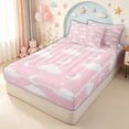 thumbnail image 3 of meiyoeat Dreamy Moon Zipper Full Size Comforter Sets with Fitted Sheet and 2 Pillowcases for Kids Girls, Cloud Star Zipper Bedding Set for Bedroom, Pink White, Pink ReversibleG, 3 of 6