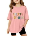 thumbnail image 3 of Miaoju T Shirts for Girls Crew Neck Letter Print Short Sleeve T Shirt Top Trendy Sports T-Shirt Kids Summer Clothing, 3 of 6