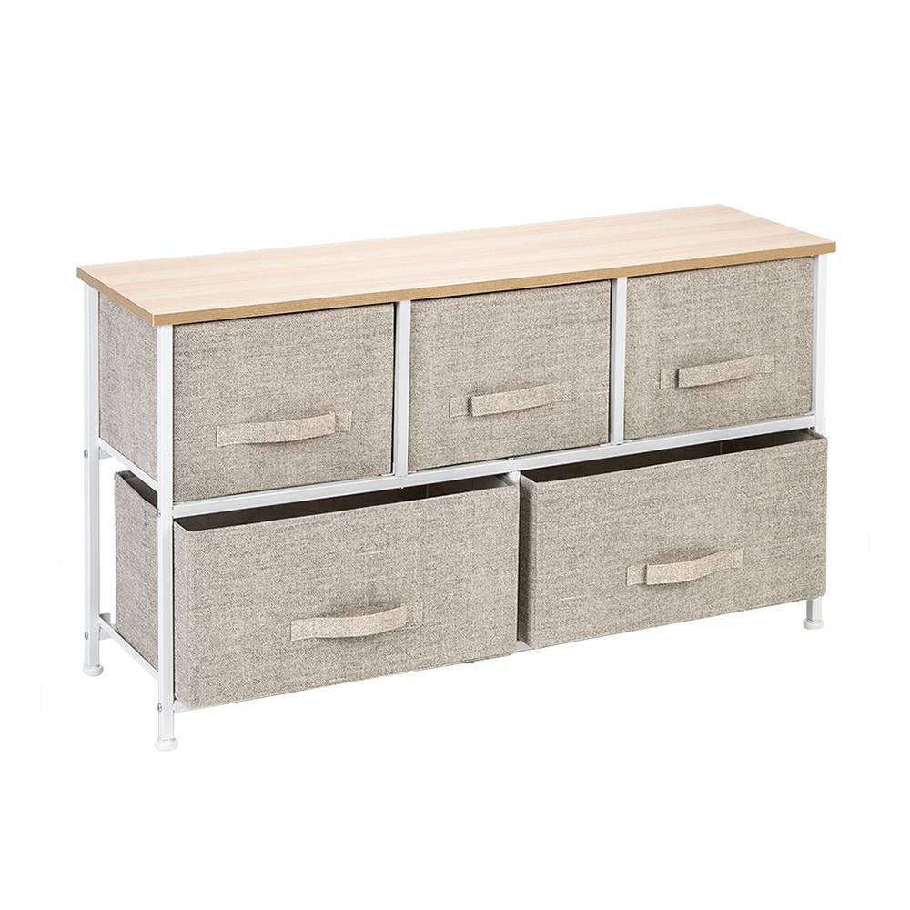 OTVIAP 2Tier Wide Closet Dresser, Nursery Dresser Tower With 5 Easy