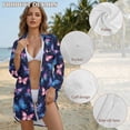 thumbnail image 6 of Xoenoiee Butterfly Star Print Women's Swimsuit Coverup Button Down Bathing Suit Cover Ups Loose Cover Up Button Cuffs Beach Dress Shirt for Swimwear, 2XL, 6 of 7