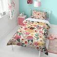 thumbnail image 4 of Dogs with Flowers Duvet Cover and Pillowcase Set for Single Bedding, Bedroom Accessories for Kids Teens, 4 of 5