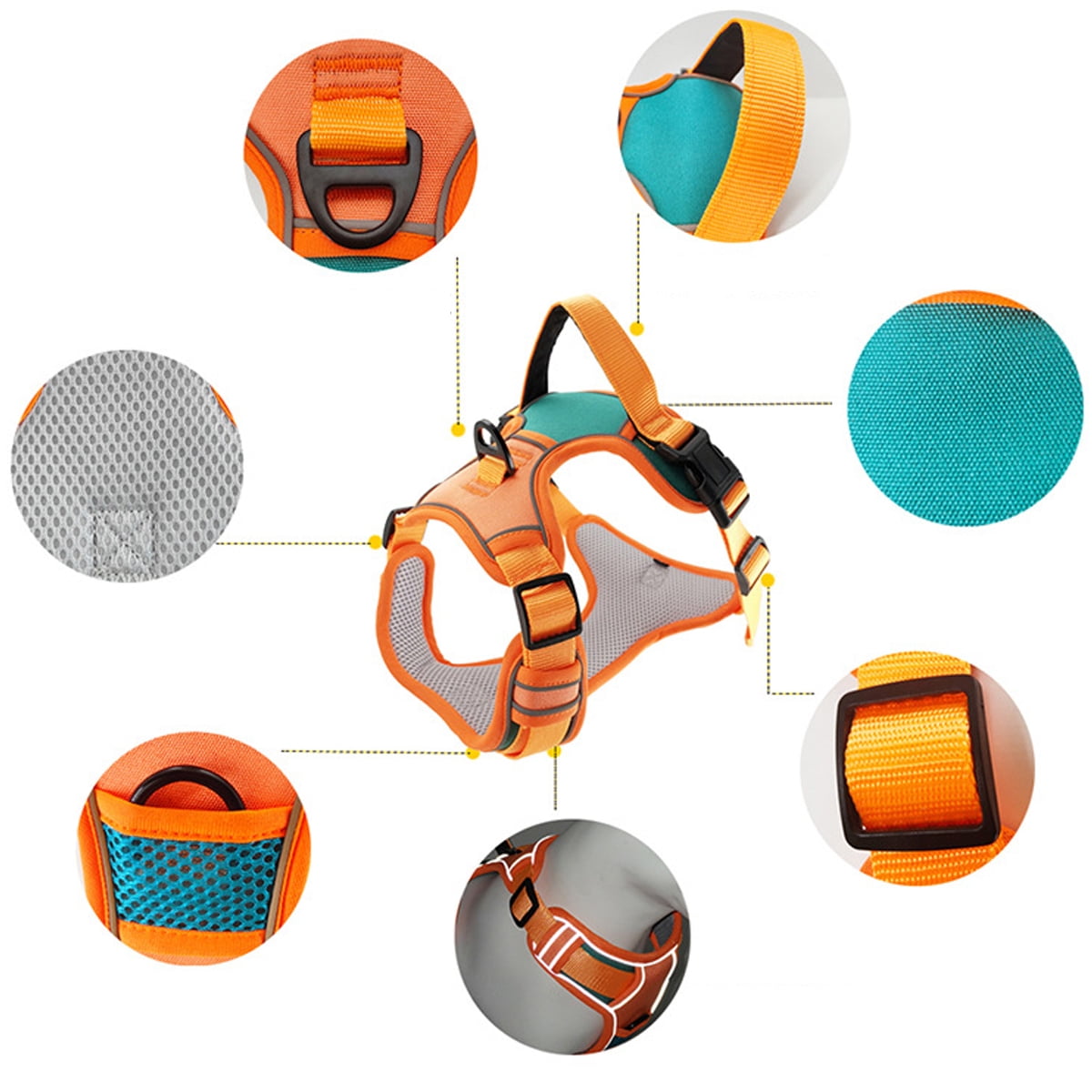 Pawaii Dog Harness Medium Anti-Pull Harness for Dogs Anti Pull Harness Chest Harness Anti Pull Reflective Adjustable Breathable Dog Harness ID Tag Included (M