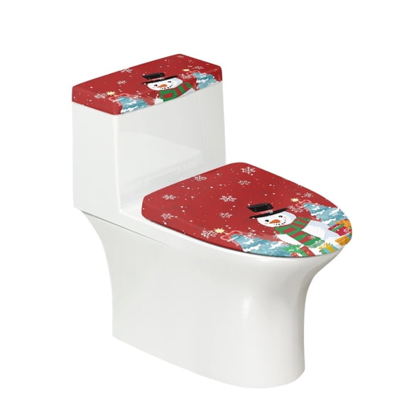 HELLHERO Adjustable Fits All Toilet Shapes Universal Polyester Fabric Toilet Lid Cover and Toilet Tank Lid Cover Bathroom Home Comfort Washable 17"x21"