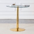 thumbnail image 7 of Hi loPres 35" Round Glass Bar Height Table, Modern Clear Tempered Glass Pub Table with Sturdy Gold Pedestal Base for Small Space, Kitchen, 7 of 7
