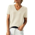 thumbnail image 2 of LIZUOJUNF Women Tops 2026 Spring Summer Vacation Summer Sweaters Round Neck Short Sleeve Outfits Workout, 2 of 9